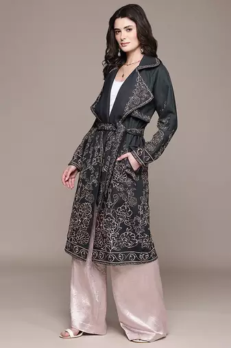 Black Embroidered Viscose Jacket