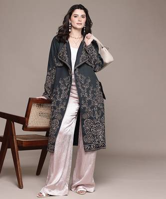 Black Embroidered Viscose Jacket 4