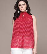 Red Patterned satin top