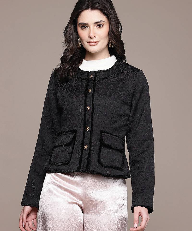 Black Embroidered Viscose Jacket
