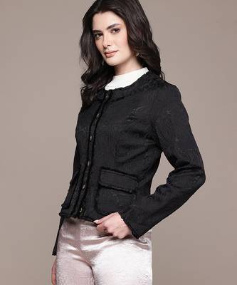 Black Embroidered Viscose Jacket 2