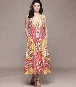 Peach printed linen dress