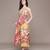 Peach printed linen dress