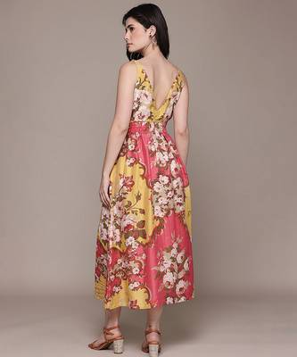 Peach printed linen dress 3