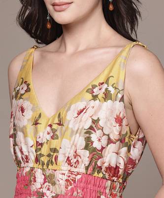 Peach printed linen dress 5