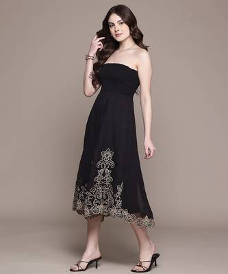 Black embroidered organza dress 2