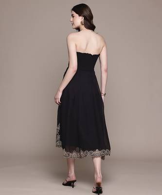 Black embroidered organza dress 3