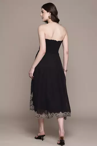 Black embroidered organza dress