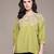 Green embroidered cotton blend top