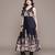 Black printed cotton blend gown