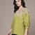Green embroidered cotton blend top