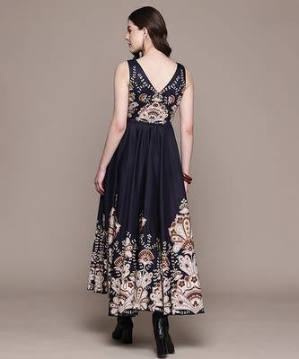 Black printed cotton blend gown 3