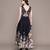 Black printed cotton blend gown