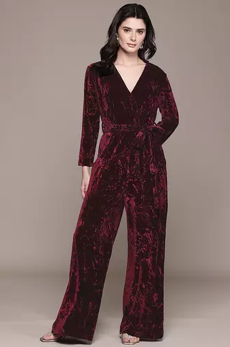 Maroon velvet jumpsuit