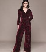 Maroon velvet jumpsuit