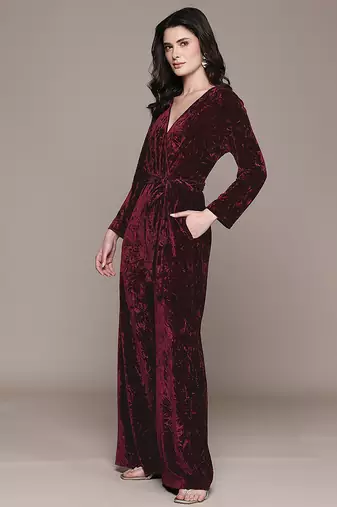 Maroon velvet jumpsuit