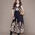 Black printed cotton blend gown