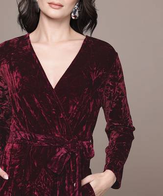 Maroon velvet jumpsuit 5