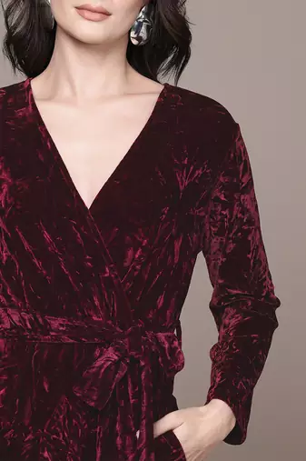 Maroon velvet jumpsuit
