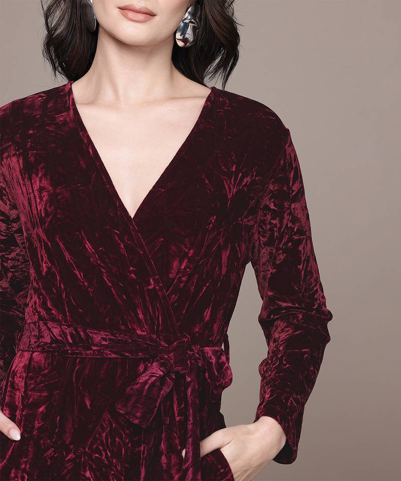 Maroon velvet jumpsuit