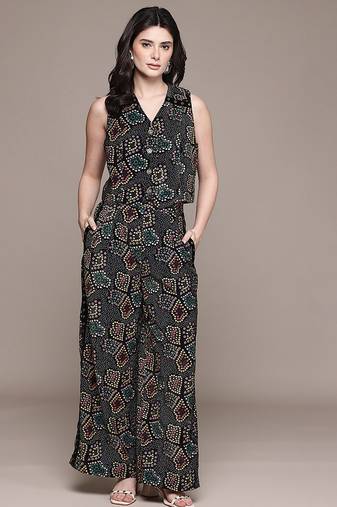 Black Printed Viscose Co Ord Set