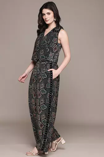 Black Printed Viscose Co Ord Set