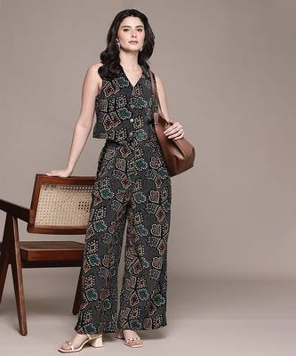 Black Printed Viscose Co Ord Set 4