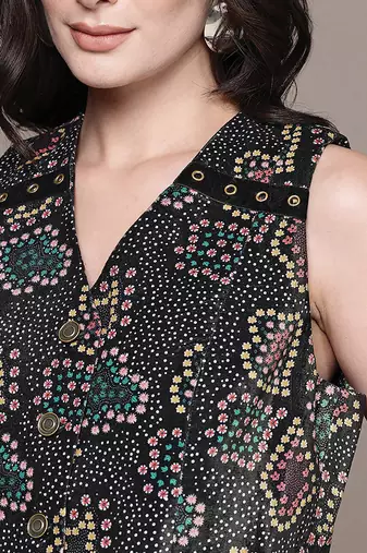 Black Printed Viscose Co Ord Set