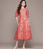 Red printed tulle dress