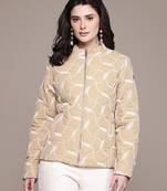 Beige embroidered taffeta jacket