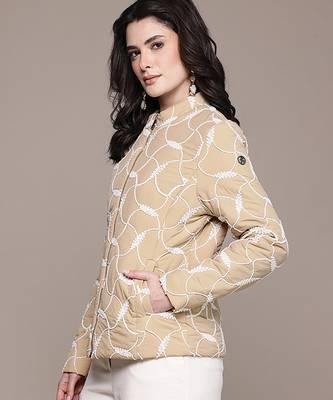 Beige embroidered taffeta jacket 2