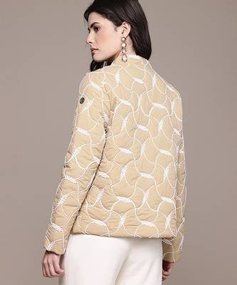 Beige embroidered taffeta jacket 3