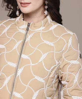 Beige embroidered taffeta jacket 5