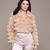Beige faux fur crop jacket