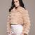 Beige faux fur crop jacket