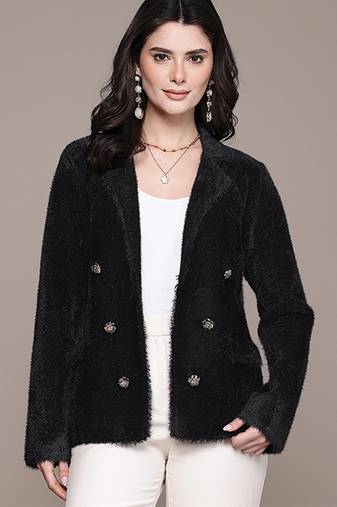 Black nylon knitted jacket