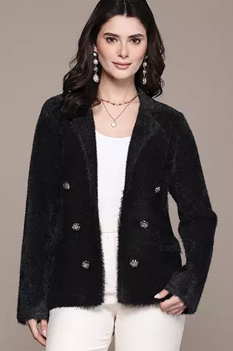 Black nylon knitted jacket