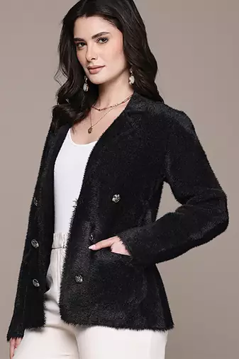 Black nylon knitted jacket