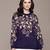 Navy blue printed nylon sweater