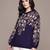 Navy blue printed nylon sweater