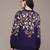 Navy blue printed nylon sweater