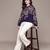 Navy blue printed nylon sweater