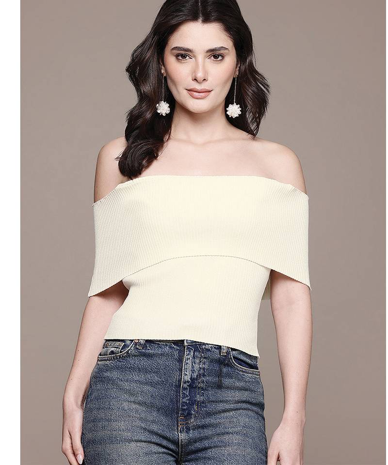 White Viscose off shoulder top