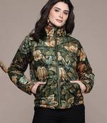Olive printed velvet jacket