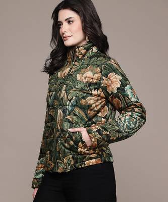 Olive printed velvet jacket 2