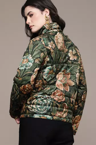 Olive printed velvet jacket