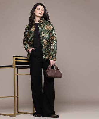 Olive printed velvet jacket 4