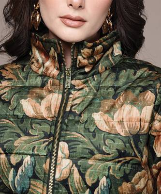 Olive printed velvet jacket 5