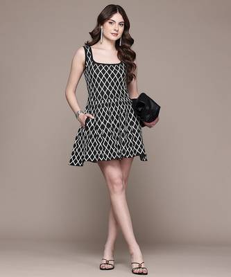 Black Viscose short dress 4