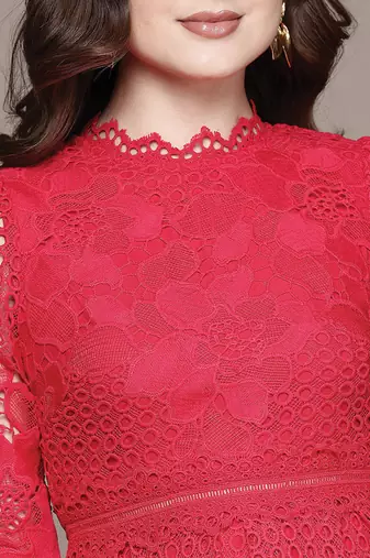 Red embroidered Viscose dress
